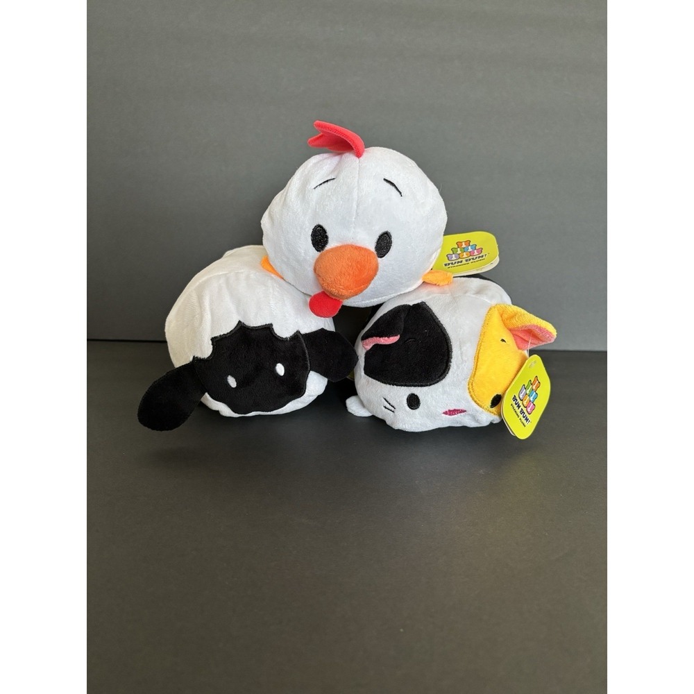 Lot of 3 Small Bun Bun Stacking Plush Toys Cute 7" WITH TAGS- Roo Roo, Tab Tab